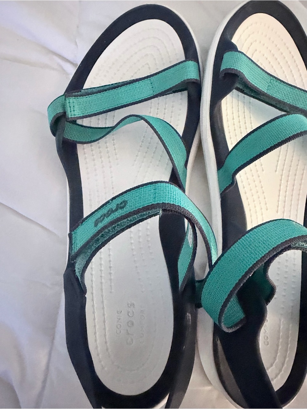CROCS Teal and Black Adjustable Sport Sandals - Picture 2 of 4